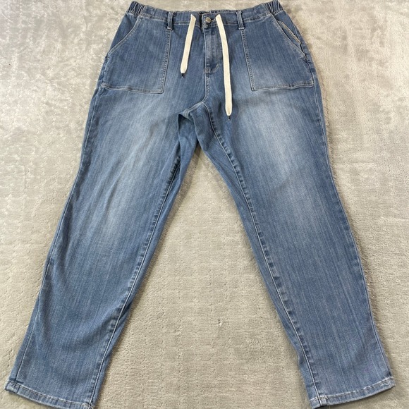 Judy Blue Denim - Judy Blue Pull On Jogger Jeans Womens 18W Blue Elastic Waist Patch Pocket Denim